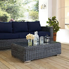 Modway Summon Outdoor Patio Glass Top Coffee Table - Grey-Powder Coated Aluminum Frame