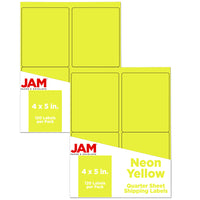 JAM Paper Mailing Address Labels, 4 x 5, Neon Yellow, 2 sets of 120 (354329153g)-Neon Yellow Labels