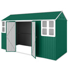 Outsunny Metal Garden Storage Shed with Lockable Door - 12' x 5.5' - Green-62 ft² (5.8 ㎡) interior offers ample storage room
