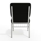 Flash Furniture HERCULES Series 18.5"W Church Chair in Black Fabric with Book Rack - Silver Vein Frame-4.25" Thick Waterfall Edge