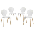 Modway Path Dining Chair - White - 4 Pack-Solid Beech Wood Legs