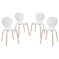 Modway Path Dining Chair - White - 4 Pack-Solid Beech Wood Legs