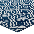 Modway Frame Transitional Moroccan Trellis Area Rug - 8 ft W x 10 ft L - Moroccan Blue/Ivory-Stain Resistant / Easy To Clean