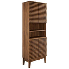 Modway Render Tall Bathroom Storage Cabinet - Walnut-Tall Linen Storage Cabinet