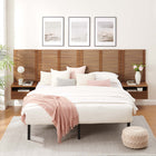 Modway Render 8-Piece Wall Mount King Headboard with Nightstands - Walnut-Smooth Wood Grain Laminate