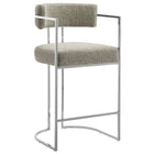 Modway Huron Curved Back Fabric and Metal Counter Stool - Silver Wheat-Modern Barrel Counter Stool