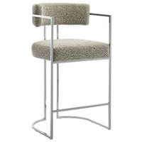 Modway Huron Curved Back Fabric and Metal Counter Stool - Silver Wheat-Modern Barrel Counter Stool
