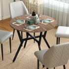 HOMCOM Round Dining Table with Steel Frame for Kitchen - Brown-Optimal 2-seater size for smaller kitchen and dining spaces