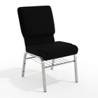 Flash Furniture HERCULES Series 18.5"W Church Chair in Black Fabric with Book Rack - Silver Vein Frame-Set of 4 Multipurpose Church Chairs