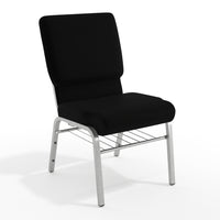 Flash Furniture HERCULES Series 18.5"W Church Chair in Black Fabric with Book Rack - Silver Vein Frame-Set of 4 Multipurpose Church Chairs