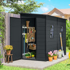 Outsunny Outdoor Storage Shed with Lockable Door - 4.3' x 8' - Dark Grey-Two windows and vent ensure bright and airy storage space 
