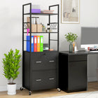 Vinsetto Vertical Filing Cabinet with Wheels - Black-Adjustable hanging bar to hold letter, A4 and legal sized files