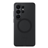 Samsung Galaxy S26 Ultra Rugged Magnet Case - Black-Raised edges protect the screen and camera, while grooved sides enhance grip. A padded inner layer adds cushioning for comfort in use
