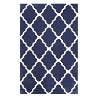 Modway Marja Moroccan Trellis Area Rug - 8 ft W x 10 ft L - Navy/Ivory-Moroccan Trellis Area Rug