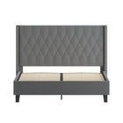 Flash Furniture Riverdale Queen Size Tufted Upholstered Platform Bed - Dark Grey Fabric-Silver Nailhead Trim