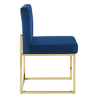 Modway Carriage Channel Tufted Sled Base Performance Velvet Dining Chair - Gold/Navy-Gold Stainless Steel Frame