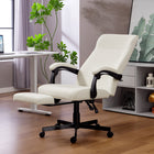 Vinsetto High Back Swivel Recliner Office Chair with Footrest and Padded Armrest - Cream White-Adjustable seat height can match your desk or your sitting style