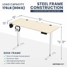 MotionGrey Ergo2 Adjustable Electric Standing Desk with Memory Settings - 55" x 24" - Light Brown Top - White Frame-Extended Height Range - The standing desk features an extended height range. The MG keypad can set preferred sitting and standing heights, simply press the saved setting to return to that position.