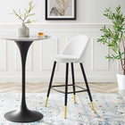 Modway Cordial Performance Velvet Bar Stools - White - Set of 2-Stain-Resistant Fabric