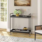 Hudson&Canal Cooper 33"W Bar Cart - Blackened Bronze-Product Dimensions: 14" L x 33" W x 35" H