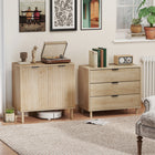 HOMCOM 30.7" L Sideboard Storage Cabinet with Doors & Adjustable Shelf - Oak-Elevated base allows for easy cleaning underneath