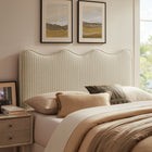 Modway Athena Striped Fabric Upholstered Queen Size Headboard - Oatmeal Stripe-Dense Foam Padding