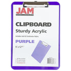 JAM Paper Plastic Clipboards with Low Profile Metal Clip - Letter Size (9 x 12.5) - Violet Purple-Size: 9 x 13 inches | Easy to stack and organize. Fits in most bags, backpacks, and brief cases.