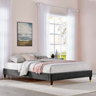 Modway Harlow Performance Velvet King Platform Bed Frame - Charcoal-Wood Legs With Gold Metal Sleeves