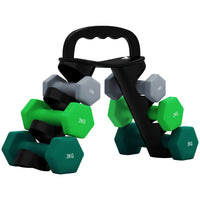 Soozier 26 lb Hex Dumbbell Set with Vertical Rack-Complete weight set: Two 2.2 lb. (1 kg), 4.4 lbs. (2 kg) and 6.6 lbs. (3 kg) pairs 