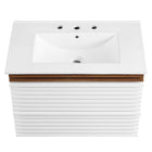 Modway Render 30" Wall-Mount Bathroom Vanity - White/Walnut/White-Ceramic Sink Basin