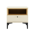 Manhattan Comfort Amara 19.7" Modern Nightstand - Cream/Natural Oak-Modern Nightstand for Bedroom and Living Room Use