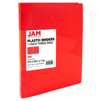 JAM Paper Plastic 0.5" 3-Ring Binder - Red-Colour: Red | Be stylish and organized with colourful binders.