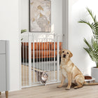 PawHut Dog Gate Walk Through Pet Gate with Small Door - 30"-41" W x 42" H-Easy installation with pressure fit and hardware mounting options