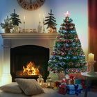 HOMCOM 4' Pre-Lit Artificial Christmas Spruce Tree with LED and Optical Fibre - Green-Fiber optic and LED lighting built right into the tree provides a dazzlingly display 