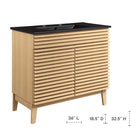 Modway Render 36" Bathroom Vanity - Oak/Black-Tapered Wood Legs