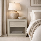 Manhattan Comfort Soren 26" Contemporary 1-Drawer Nightstand - Whitewashed Oak-Modern nightstand featuring a clean, handle-less drawer for a sleek, minimalist aesthetic