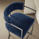 Modway Huron Curved Back Fabric and Metal Counter Stool - Silver Navy-Padded Seat and Backrest
