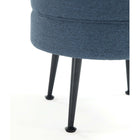 Manhattan Comfort Bailey 18.11" Mid-Century Modern Polyester Blend Upholstered Ottoman - Blue with Black Legs-Stylish Splayed Gold Stainless Steel Legs