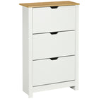 HOMCOM Narrow Shoe Cabinet with 3 Flip Drawers & Adjustable Shelf for Entryway - White-Holds up to 9-18 pairs of standard-sized shoes in three tilt-out drawers