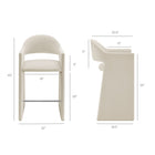 Modway Talia 41" Performance Velvet Bar Stool - Alabaster-Curved Back Barrel Design