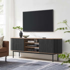 Modway Fortitude 71" TV Stand - Walnut Black-Metal Legs