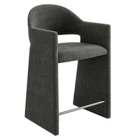 Modway Talia 37" Upholstered Fabric Counter Stool - Charcoal-Upholstered Slub Weave Fabric