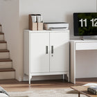 HOMCOM Metal Storage Cabinet with Lock for Home Office - White-Strong all-steel frame supports up to 265 lb. (120 kg) for long-lasting reliability