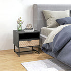HOMCOM Modern Bedside Table with Drawer and Storage Shelf - Black-Works well as a nightstand, sofa end table, or small organizer for small rooms