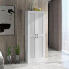 HOMCOM 69" H Storage Cabinet with Shelves - White-An adjustable shelf offers versatile storage options 