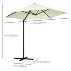 Outsunny 8.5' Offset Patio Umbrella with 360° Rotation - Beige-360-degree rotation for full shade coverage