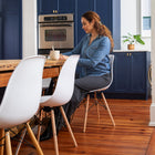 Flash Furniture Elon Series Plastic Chair with Wooden Legs - White - 2 Pack-Back Width: 11-16"