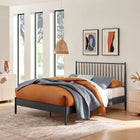 Modway Adair Spindle Metal Queen Platform Bed - Charcoal-Spindle Headboard