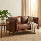 HOMCOM 59" PU Leather Loveseat Sofa with Wide Seat - Brown-Water-resistant PU leather resists spills effortlessly and is easy to clean  