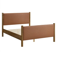Modway Maven Full Size Vegan Leather Upholstered Platform Bed - Tan Walnut-Wooden Bed Frame